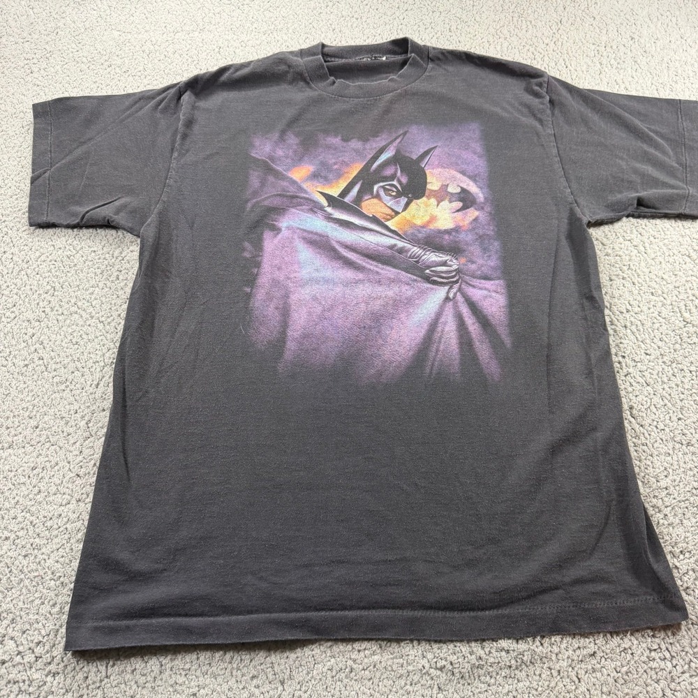 Vintage Batman Graphic T-Shirt Mens Black Single Stitch DC Comics Movie Promo L - Picture 2 of 9